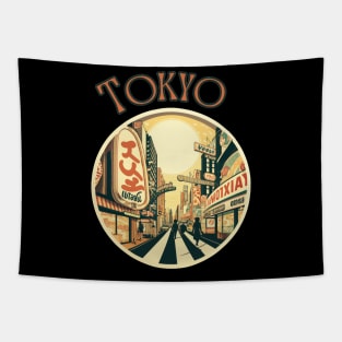 Tokyo Japan Retro Vintage Neon streetscape Tapestry