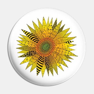 Zentangle Sunflower Pin