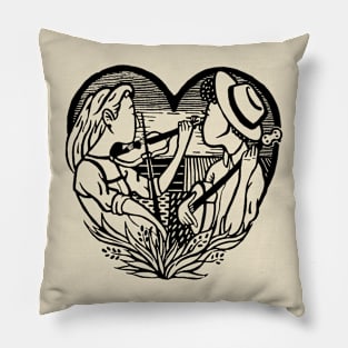 Earful Artful Heart-full Black & White Pillow