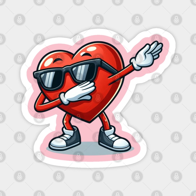 Dabbing Heart Funny Mens Kids Boys Valentines Day Magnet by Creatifly Graphic Tees