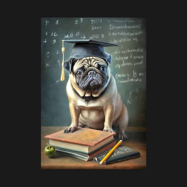 Pug Dog Graduation Card by candiscamera