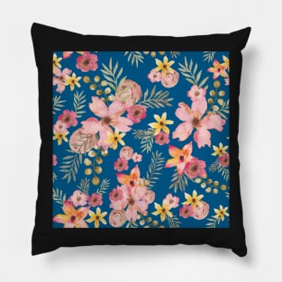 Oleander Flower bouquet Tech Blue Pillow