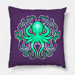 Octopus green and purple Pillow