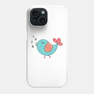 Blue Doodle Bird Phone Case