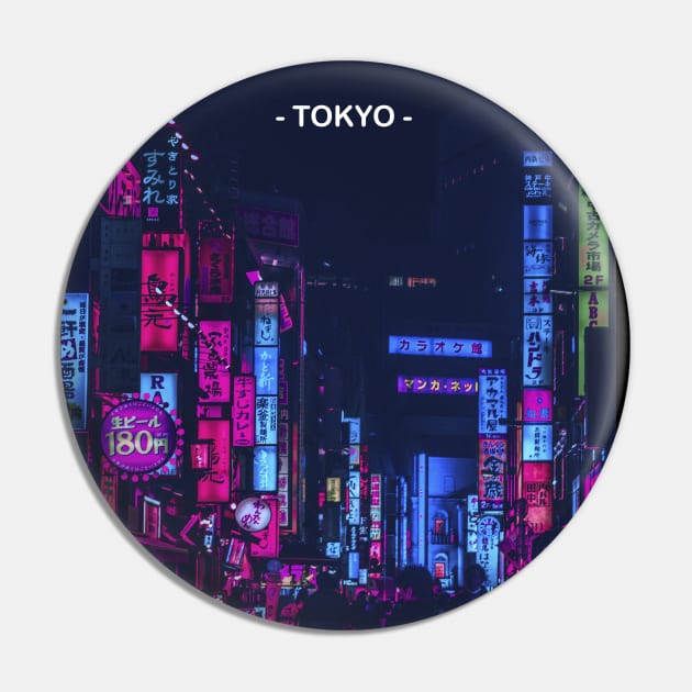 Tokyo Street Neon Synthwave Pin by JeffDesign