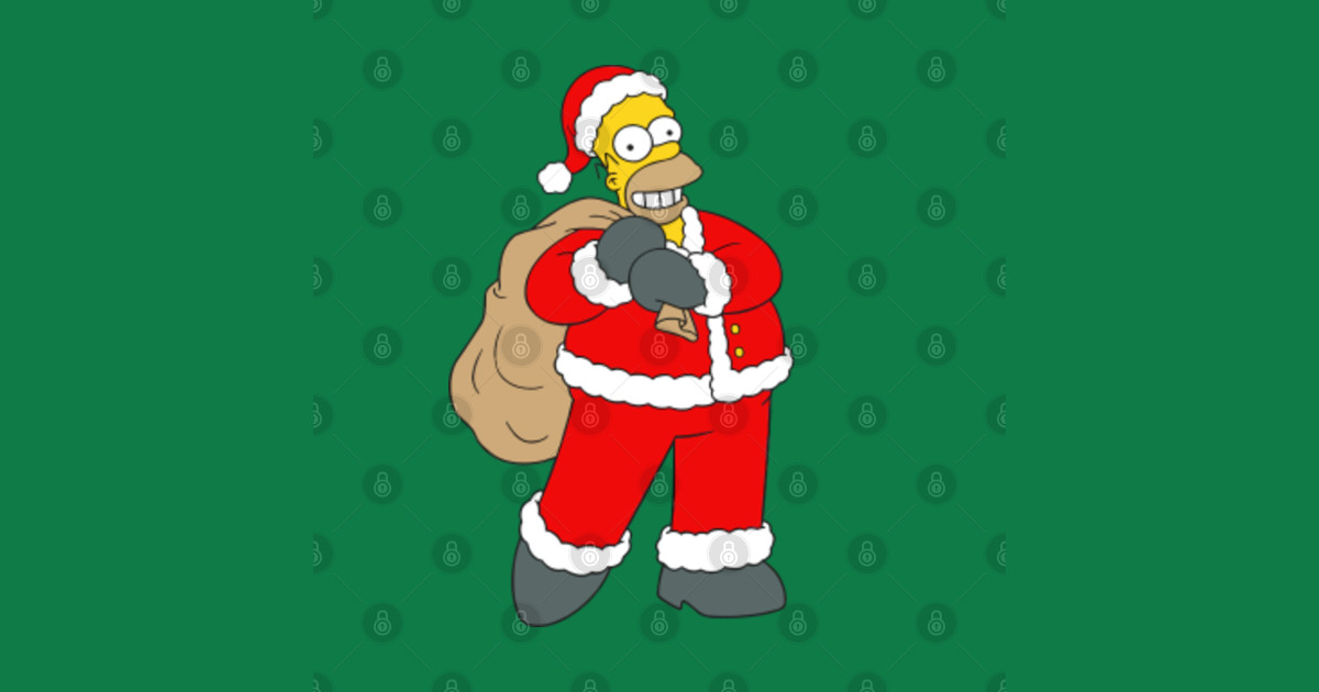 Santa Homer Simpson With Gifts Christmas - Santa - T-Shirt | TeePublic