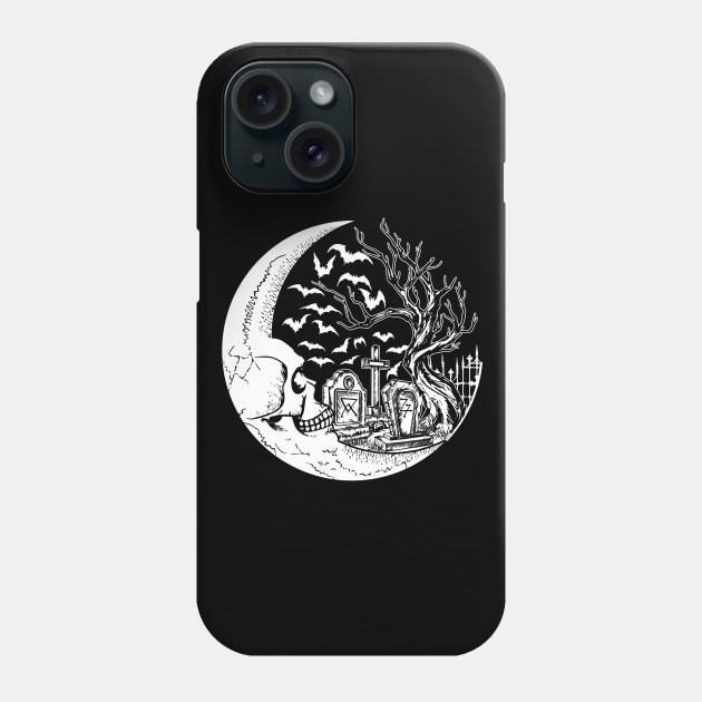 Graveyard Moon in White Phone Case by RavenWake