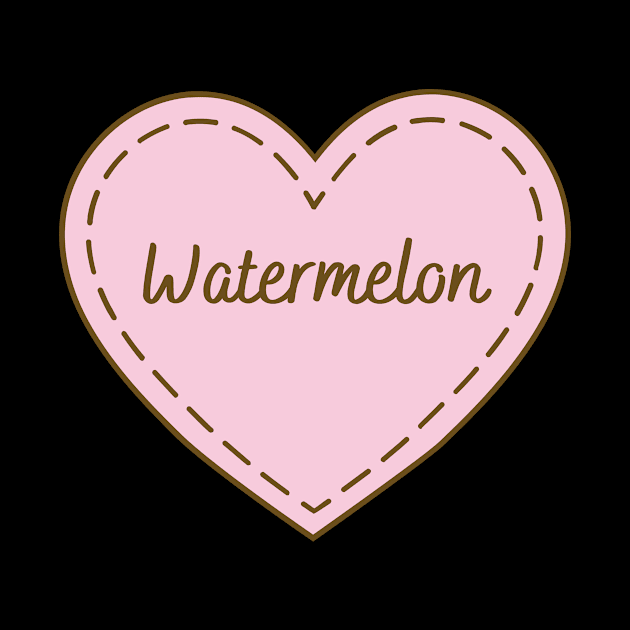 I Love Watermelon Simple Heart Design by Word Minimalism