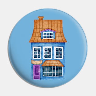 BLUE VILLAGE HOUSE WATERCOLOR Pin