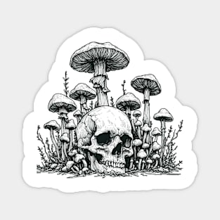 drawing skull, skull rock, skull bones, magic mushroom, shroom mushroom, fungi, fungi t, bioluminescent fungi, fantastic fungi Magnet