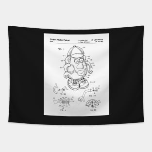 Mr Potato Head Patent - Potato Head Art - Black And White Tapestry