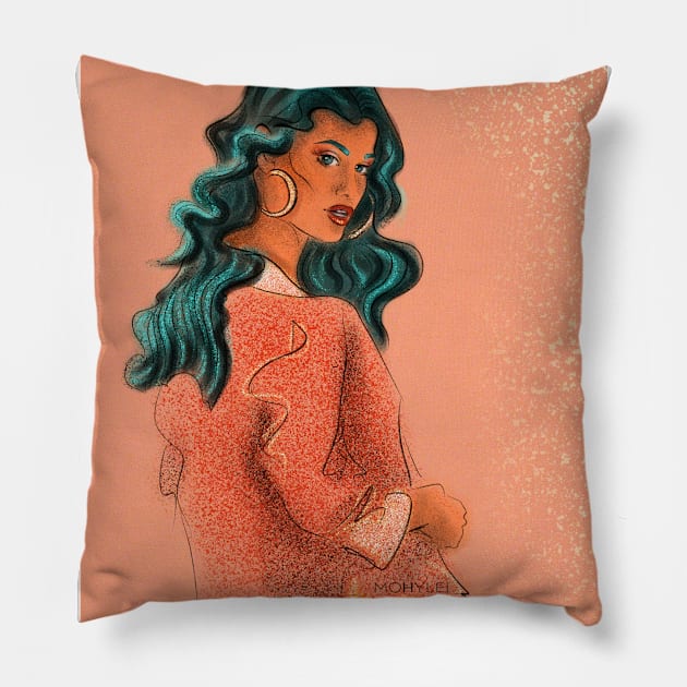 Fashion girl Pillow by valentyna mohylei