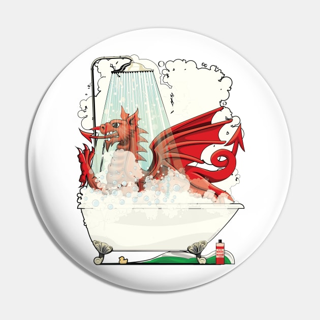 Welsh Dragon in the Bath Pin by InTheWashroom