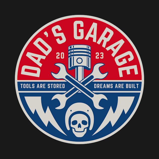 Dads Garage Car Lover Dad Tshirt by Blue Raccoon Creative