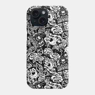 Black And White Skull Tattoo Art Pattern Phone Case