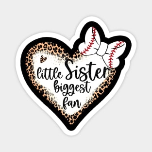 Baseball Little Sister Biggest Fan   Sister Baseball Heart Magnet