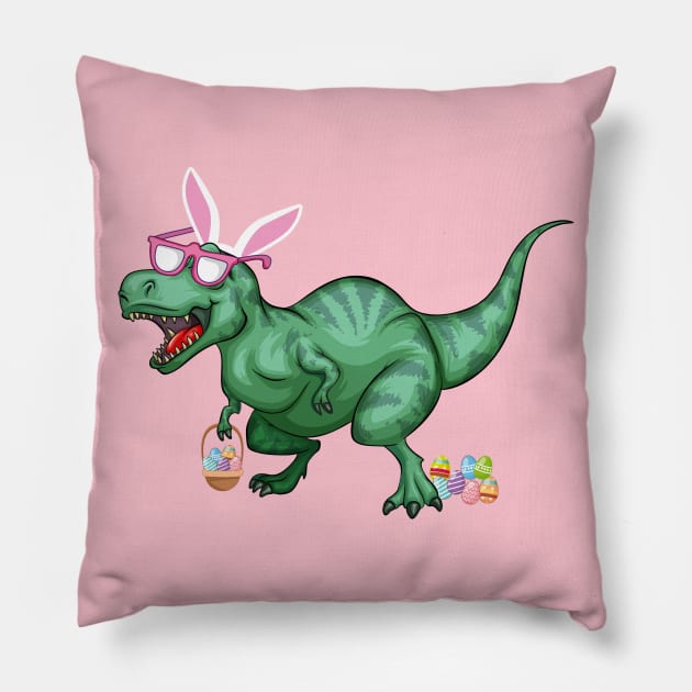 Easter Dinosaur Bunny Egg Costume - Rabbit Ears Kids Pillow by MerchSpot