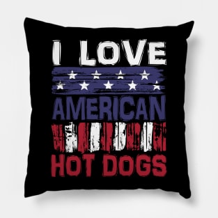 I Love American Hot Dogs Pillow