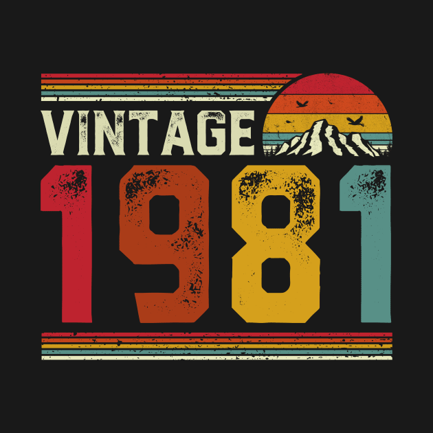 Vintage 1981 Birthday Gift Retro Style by Foatui