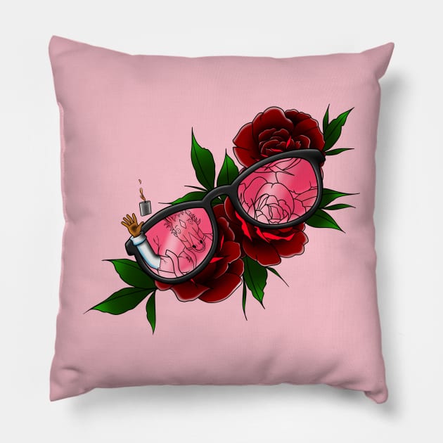 Rose Colored Glasses Pillow by Apricitas Art