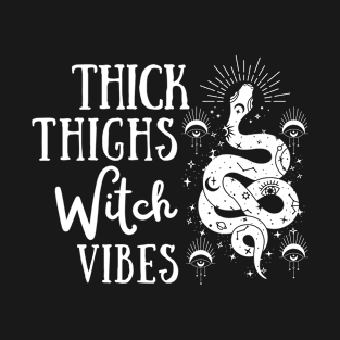 Thick Thighs Witch Vibes Halloween T-Shirt