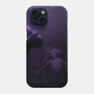 Mermaid Saves Drowning Victim in Purple Underwater Scene Phone Case