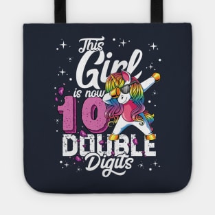 This Girl Is Now 10 Double Digits Dabbing Unicorn Birthday Gift Tote