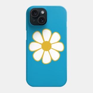 Big Daisy - Retro Flower in Mustard and White on Teal Blue Phone Case