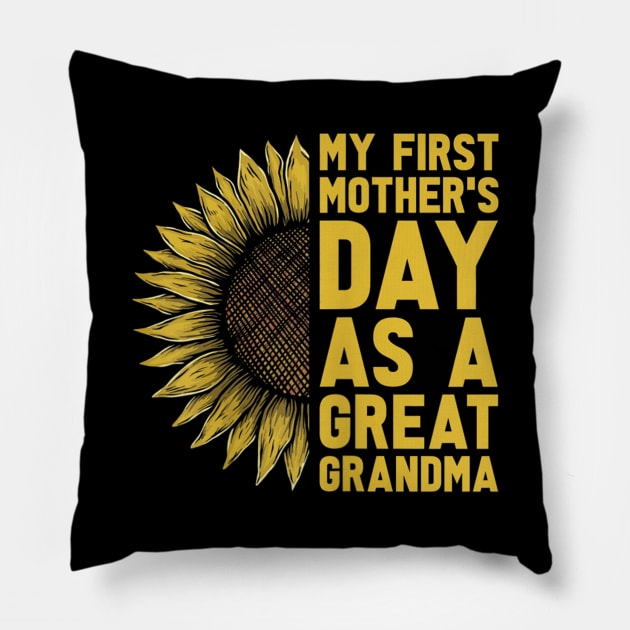 Womens Flower and My First Mother's Day as Great Grandma Pillow by luxembourgertreatable