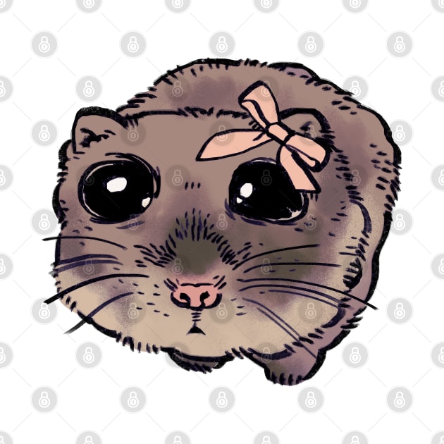 Mudwizard draws the sad hamster with pink bow ribbon meme / funny animal meme by mudwizard