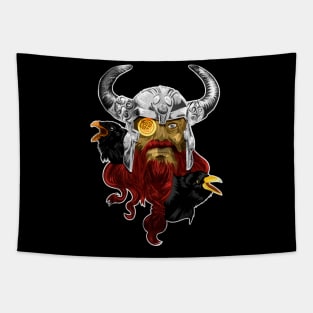 Odin With Huginn and Muninn Tapestry