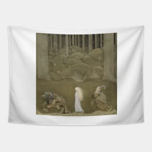 Princess and Trolls illustration by John Bauer Tapestry