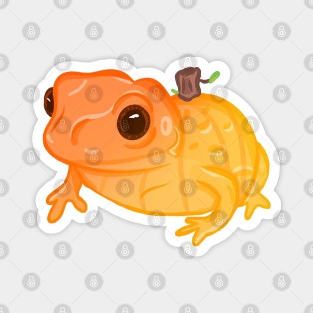 Pumpkin Frog Magnet by RoserinArt