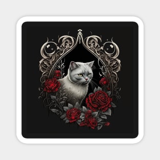 Gothic White British Shorthair Magnet