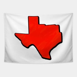 Bright Red Texas Outline Tapestry