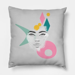 Abstract Art Face -  Retro Mid Century Modern Minimalist Pillow