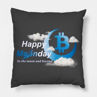 Bitcoin happy moonday - blue moon Pillow