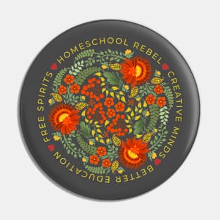 Colorful Flower Circle for Homeschool Rebels in Red, Yellow, Green Pin