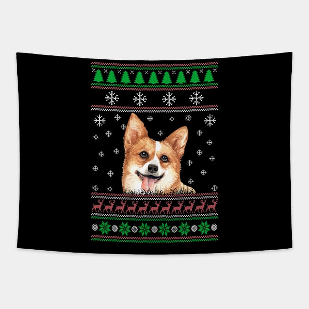 Welsh Corgi Ugly Christmas Sweater Funny Dog Lover Owner Gifts Tapestry by nzbworld