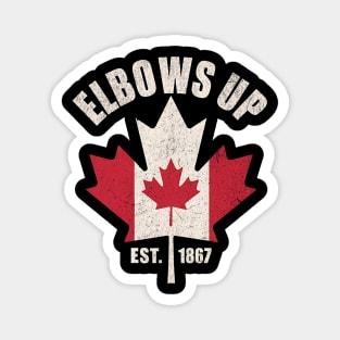 Elbows Up Canada Est. 1867 – Vintage Canadian Maple Leaf Retro Design Magnet