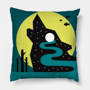 howling wolf Pillow