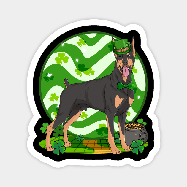 Doberman Pinscher Dog St Patricks Day Leprechaun Magnet by Noseking