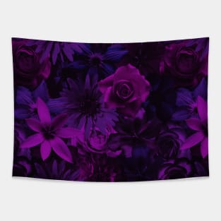 Mystical Moon Night Flowery Tapestry