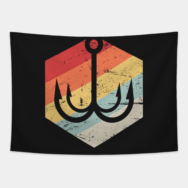 Retro 70s Bass Fishing Treble Hook Icon Tapestry by MeatMan