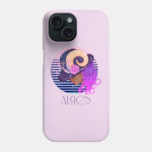 Aries Zodiac Sign | Circle Beautiful Girl Phone Case by Violete Designs