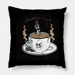 Coffee time with skeleton Pillow