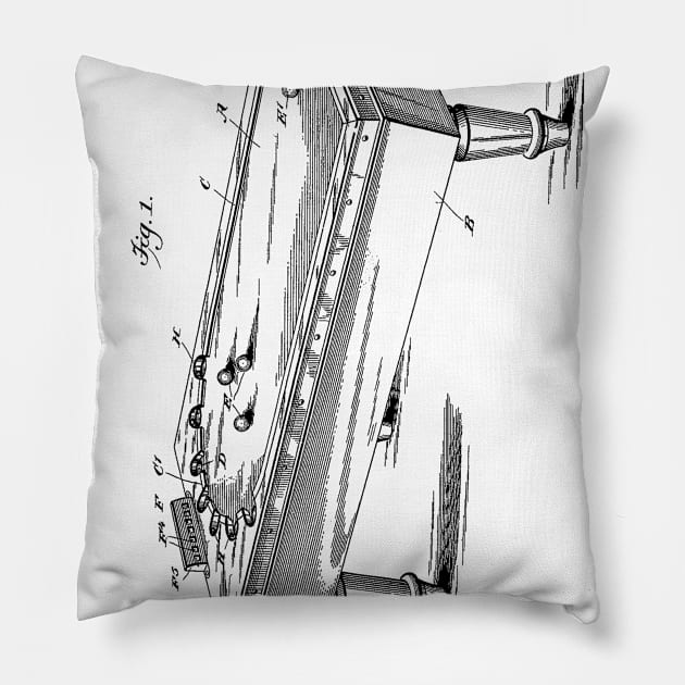 Pool Table Vintage Patent Hand Drawing Pillow by TheYoungDesigns