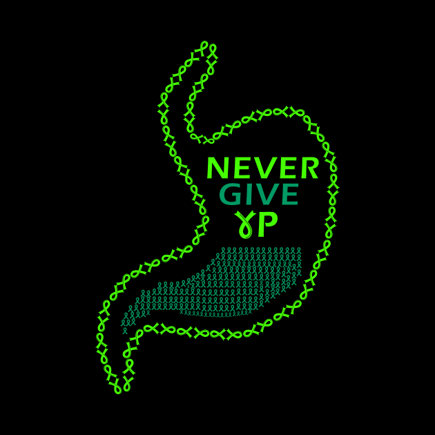 Never Give Up Gastroparesis Awareness Support Squad Cancer Ribbon warrior by Zeus-Studio