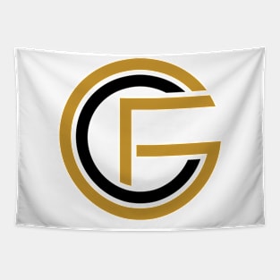 Golden Fog Coffee Monogram - Black and Gold Tapestry