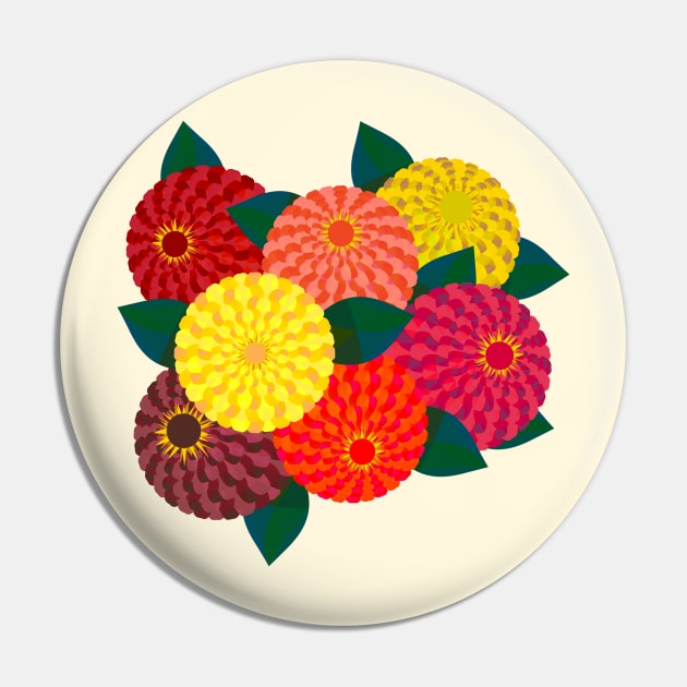 Zinnia Flower Bouquet Pin by Obstinate and Literate